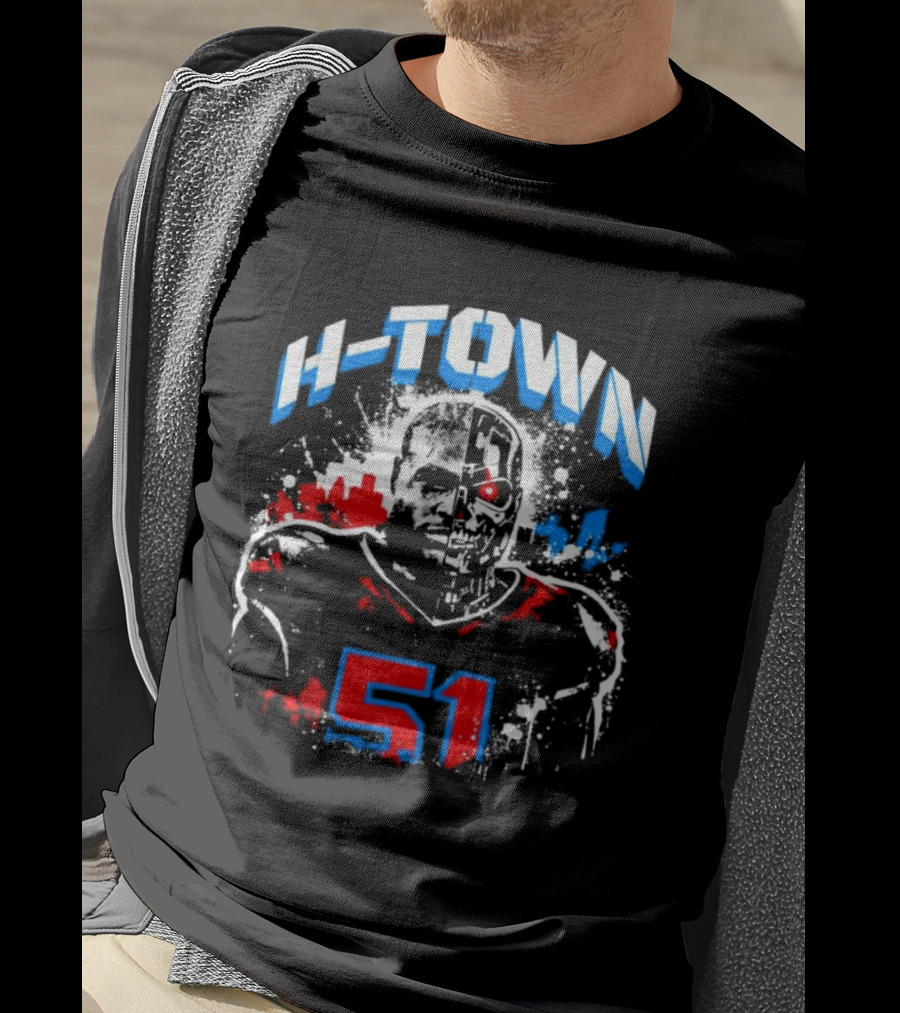 Will Anderson Jr. Number 51 Houston Texans H Town Skyline T-Shirt