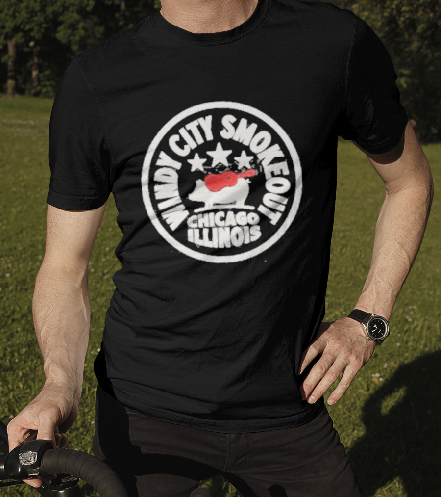 Windy City Smokeout Chicago Illinois Pig Guitar Stars T-Shirt