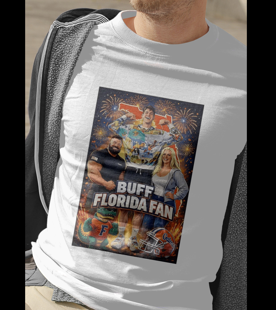 Buff Florida Fan Florida Gators F Mascot Football Helmet Fireworks T-Shirt