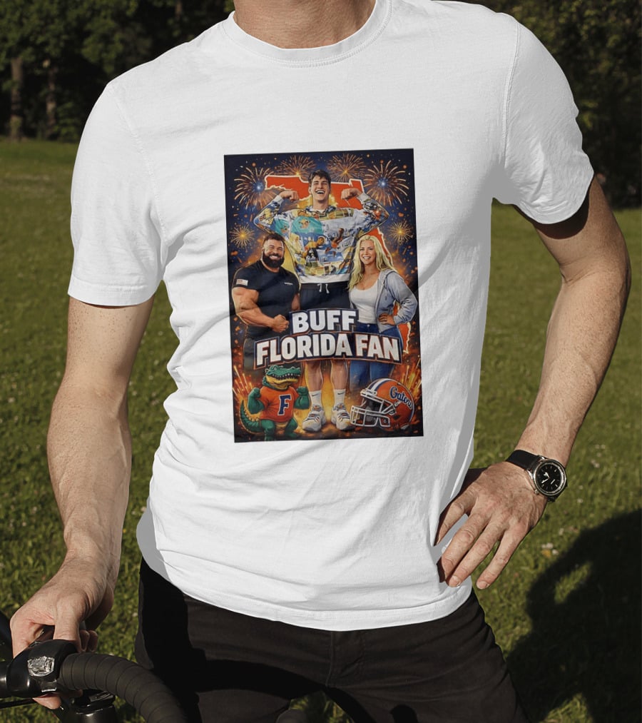 Buff Florida Fan Florida Gators F Mascot Football Helmet Fireworks T-Shirt