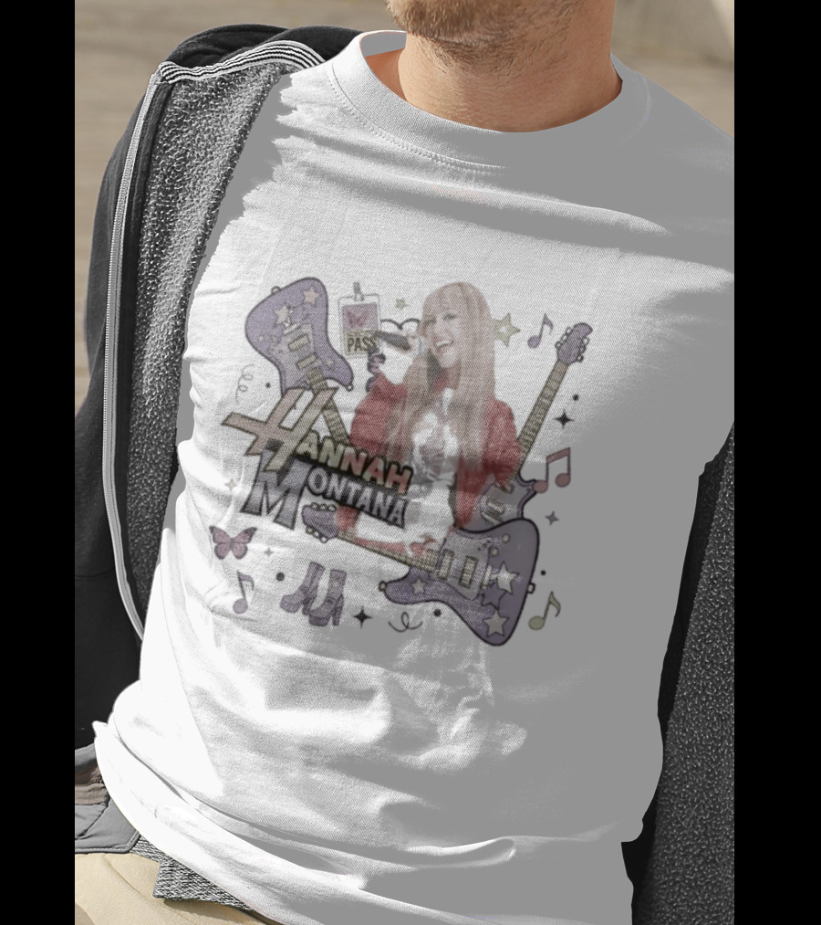 Hannah Montana Y2K Aesthetic Pop Star 2026 Guitar Butterfly Music Notes T-Shirt