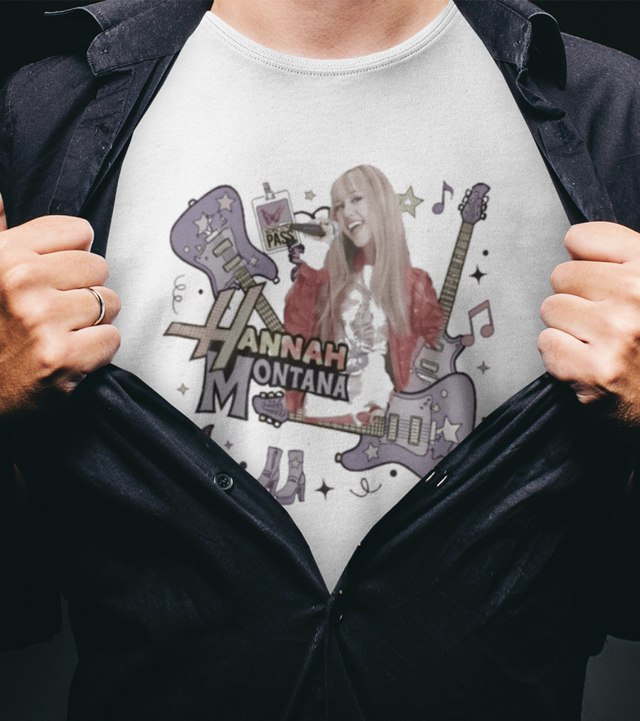 Hannah Montana Y2K Aesthetic Pop Star 2026 Guitar Butterfly Music Notes T-Shirt