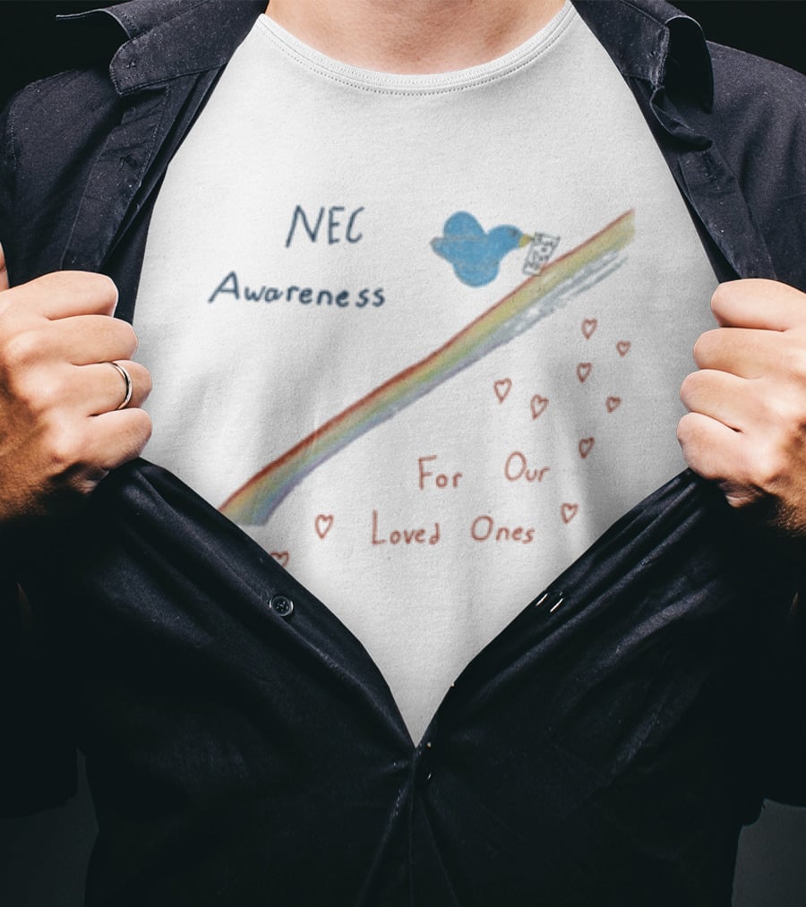 NEC Awareness Rainbow For Our Loved Ones With Clouds And Hearts T-Shirt