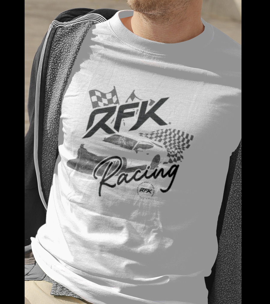 RFK Racing Tribe Co Racecar Checkered Flags T-Shirt