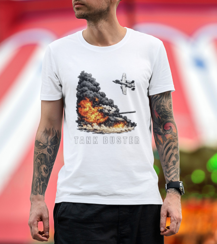 Tank Buster Explosion Fighter Plane Attack T-Shirt