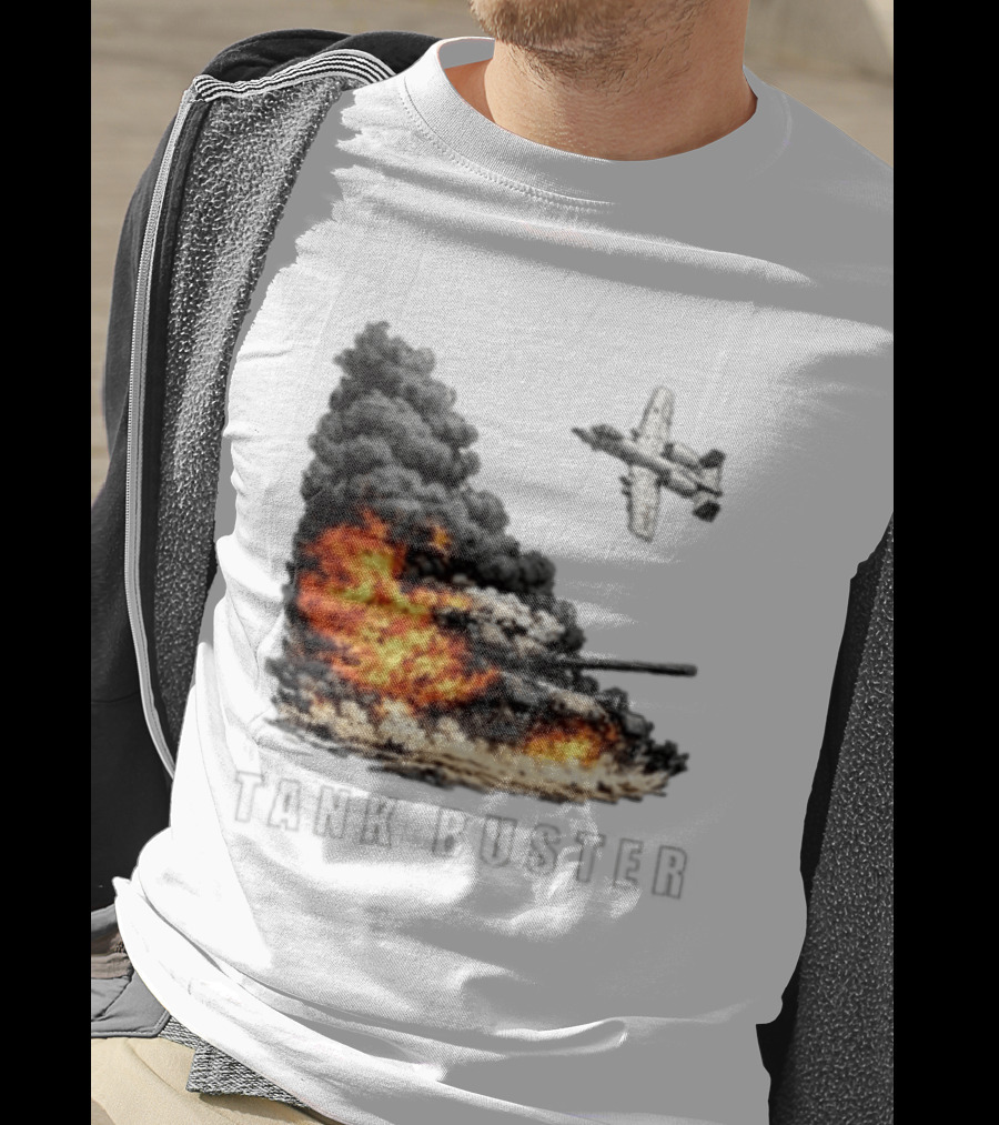Tank Buster Explosion Fighter Plane Attack T-Shirt