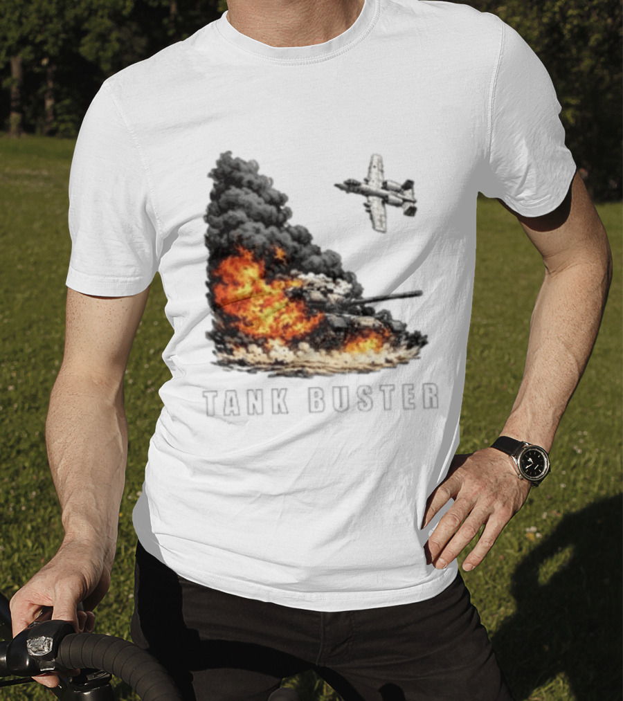 Tank Buster Explosion Fighter Plane Attack T-Shirt