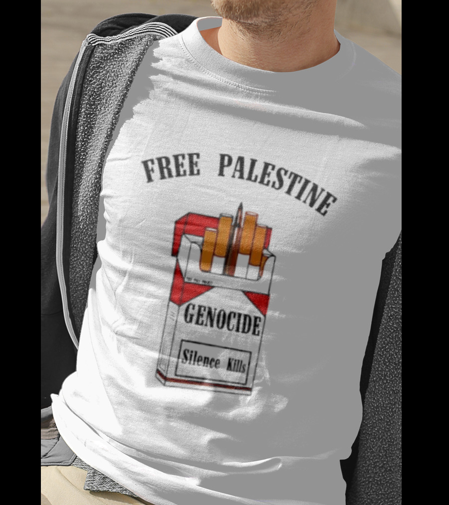 Free Palestine Genocide Silence Kills Cigarette Pack T-Shirt