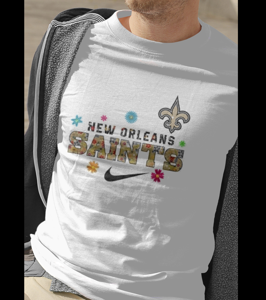 New Orleans Saints Hispanic Heritage Month 2025 Nike Fleur De Lis Floral T-Shirt