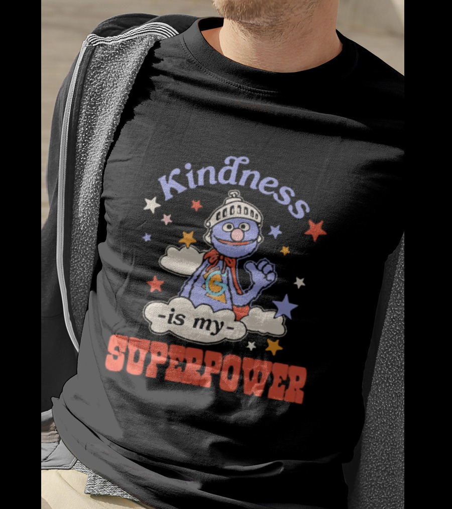 Kindness Is My Superpower Grover Colorful Stars And Clouds T-Shirt