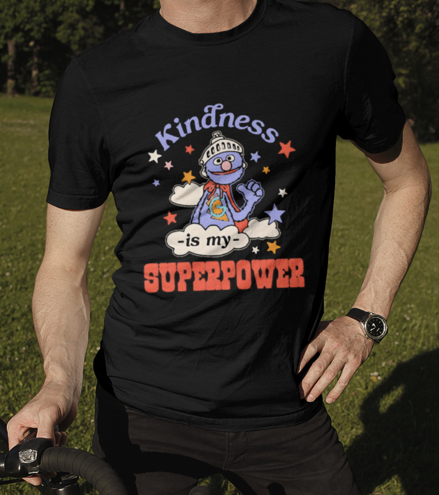 Kindness Is My Superpower Grover Colorful Stars And Clouds T-Shirt
