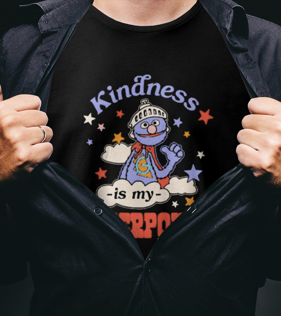 Kindness Is My Superpower Grover Colorful Stars And Clouds T-Shirt