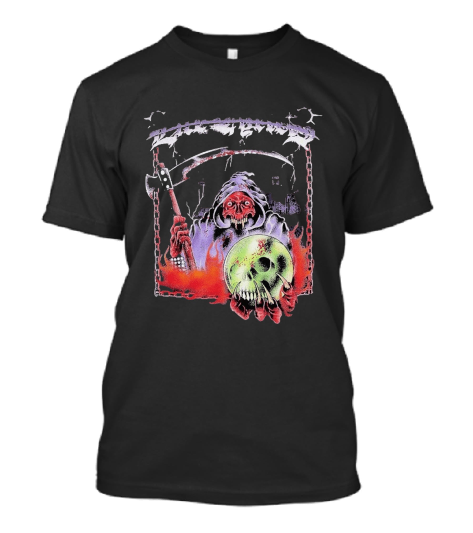 Life Cycles Skeleton Grim Reaper Holding Skull With Scythe Medieval Gothic T-Shirt