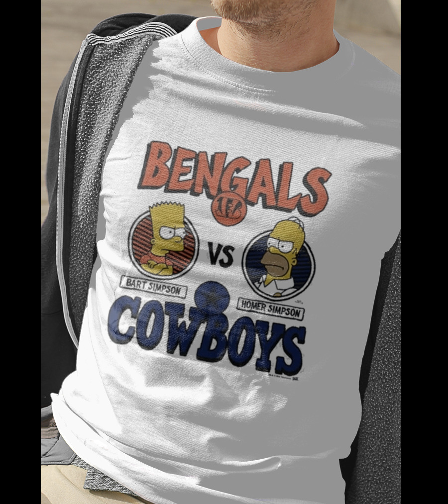 Bengals Vs Cowboys Bart Simpson Homer Simpson T-Shirt