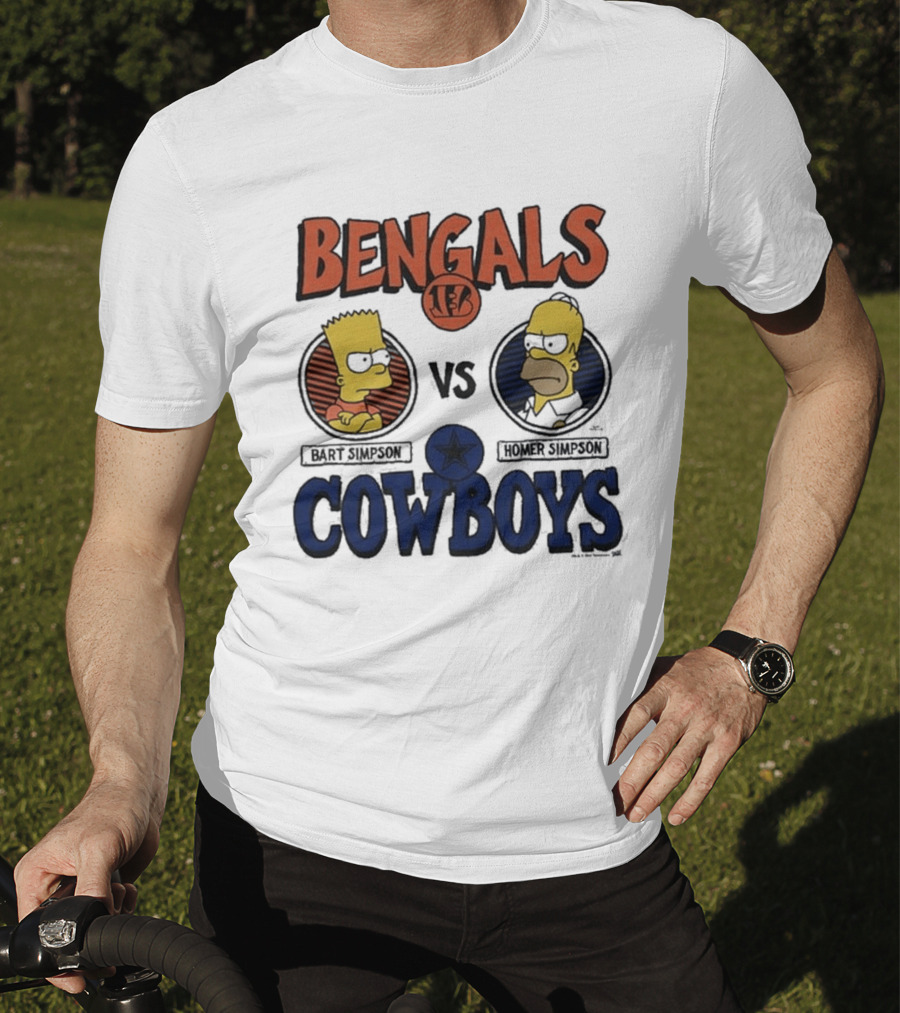 Bengals Vs Cowboys Bart Simpson Homer Simpson T-Shirt