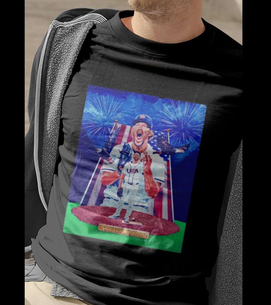 Clayton Kershaw USA Baseball Patriotic Celebration With Eagles And Fireworks T-Shirt