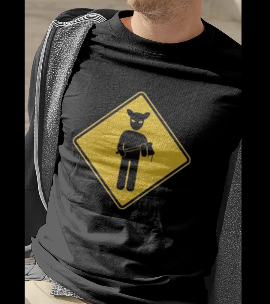 Lamb Mask Caution Sign Horror Icon Warning T-Shirt