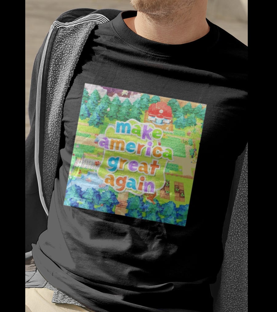 Make America Great Again Colorful Forest Game Inspired Scenery White House Pokopia Generator T-Shirt