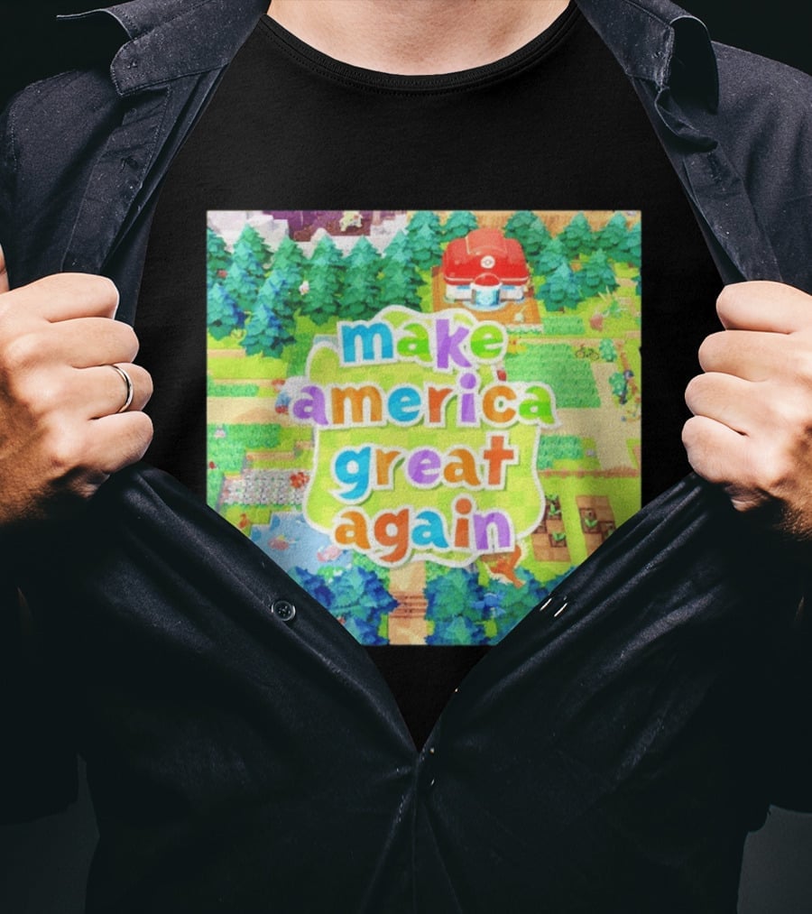 Make America Great Again Colorful Forest Game Inspired Scenery White House Pokopia Generator T-Shirt