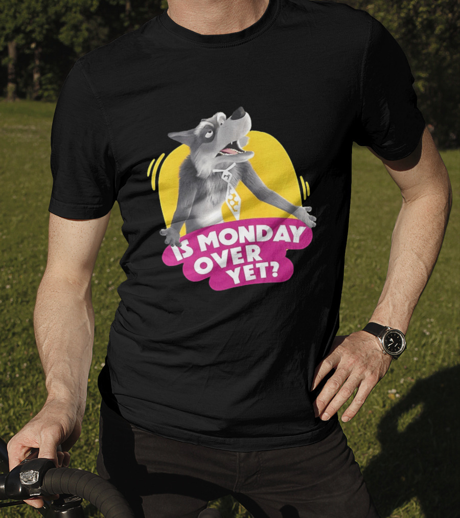 Masha And The Bear Wolf Character Asking Is Monday Over Yet T-Shirt