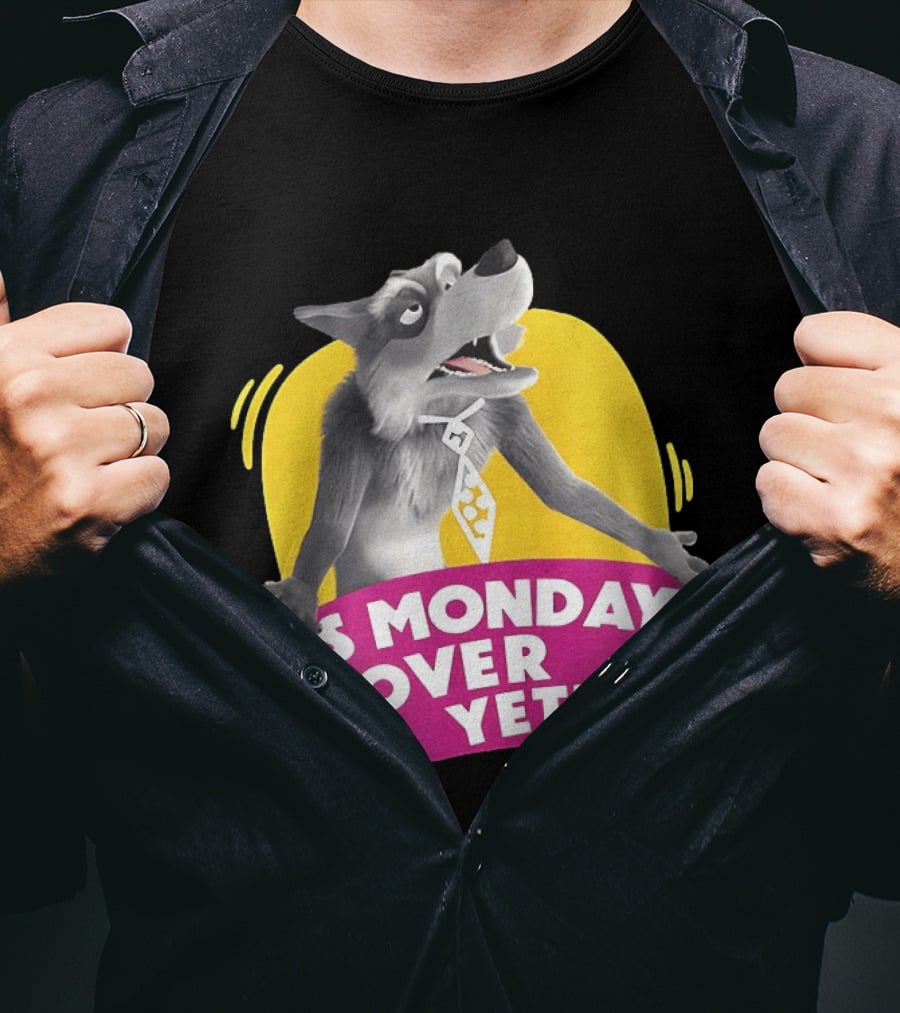 Masha And The Bear Wolf Character Asking Is Monday Over Yet T-Shirt