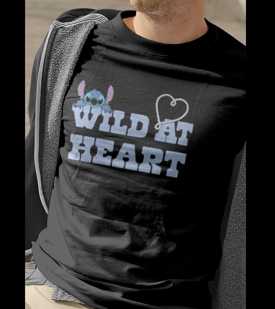 Wild At Heart Stitch Disney Character Cute Alien Heart T-Shirt