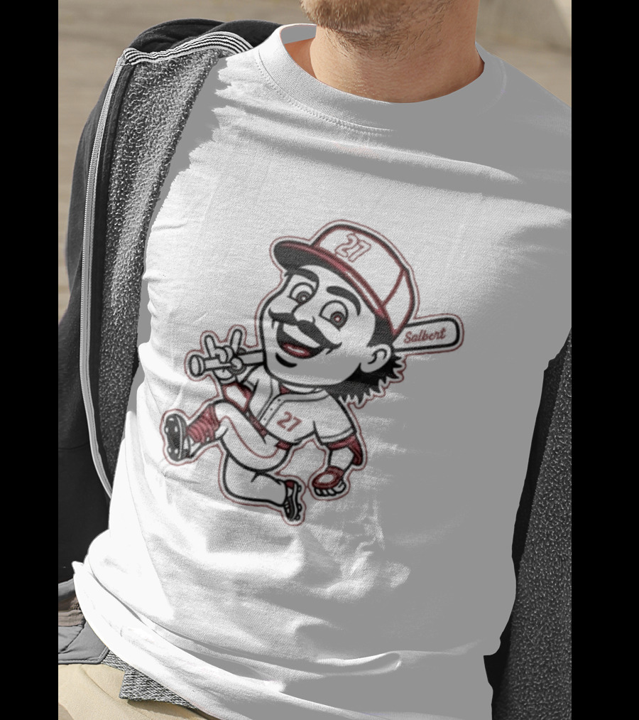 Sal Stewart Baseball Mascot Character With Bat And Mustache T-Shirt