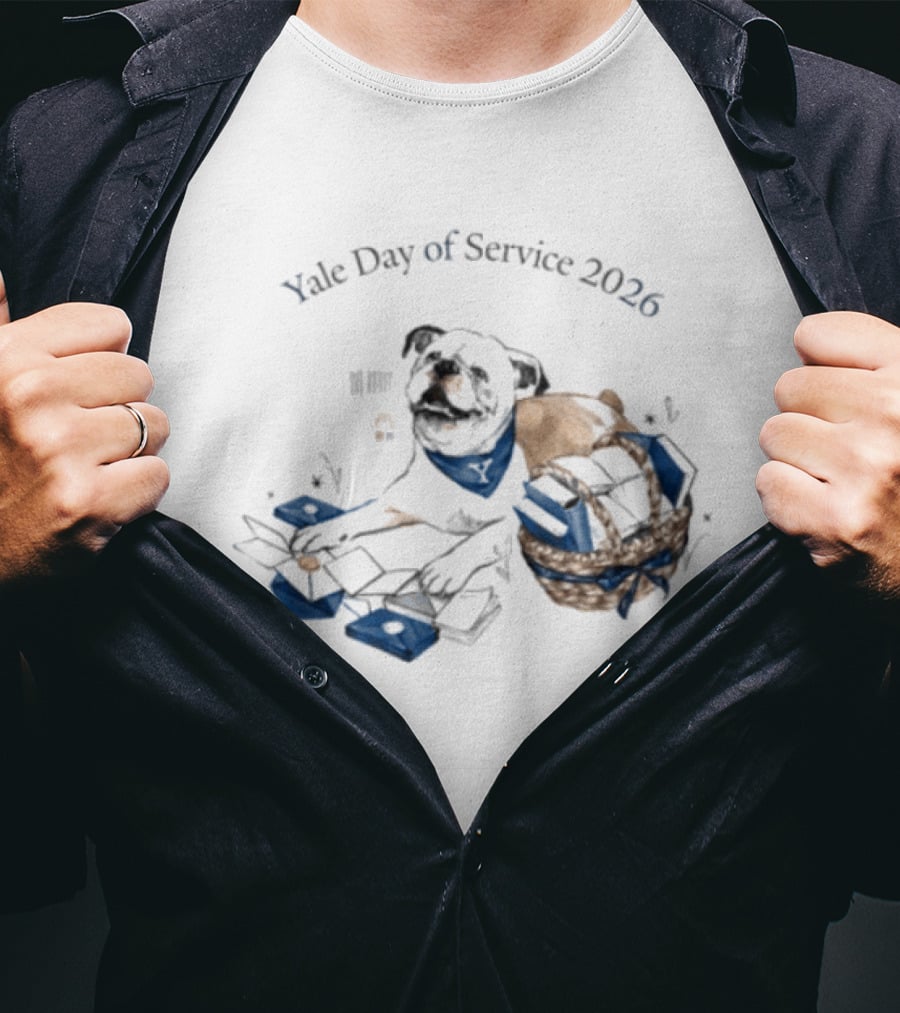 Yale Day Of Service 2026 Pug With Books And Scarf T-Shirt