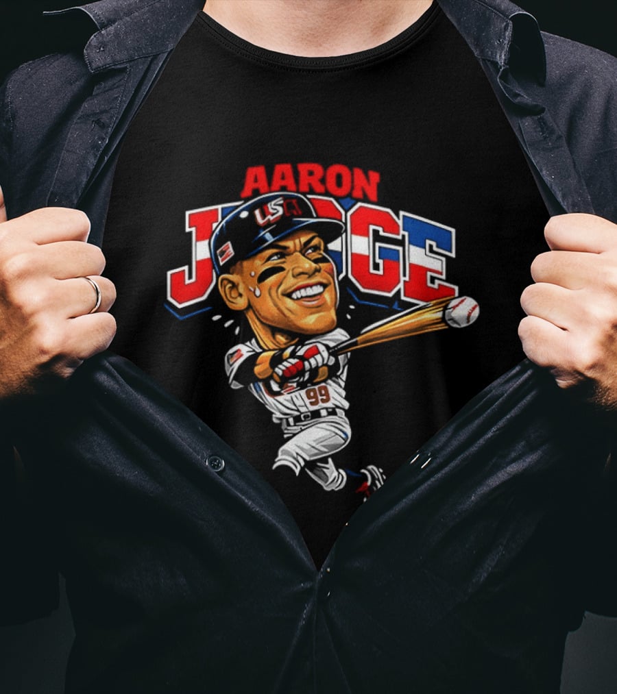 Aaron Judge USA Baseball Classic Swinging Caricature 99 T-Shirt