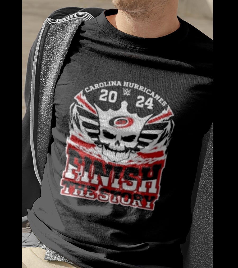 Cody Rhodes Carolina Hurricanes 2024 Finish The Story Skull Wings T-Shirt