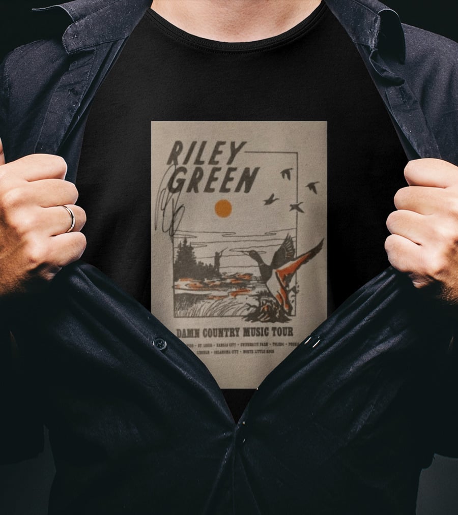 Riley Green Signed Damn Country Music Tour T-Shirt