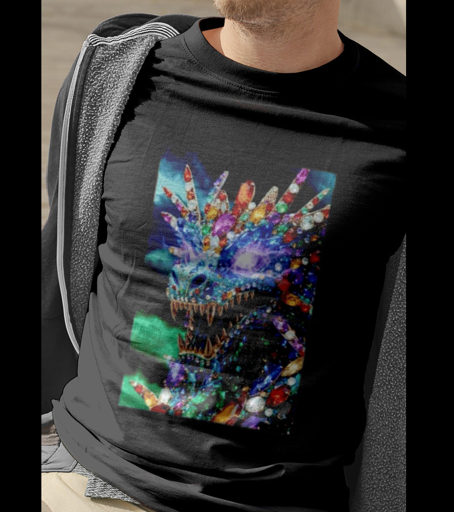 Dragon Crystal Psychedelic Gem Monster Multicolor Jewel Encrusted Creature T-Shirt