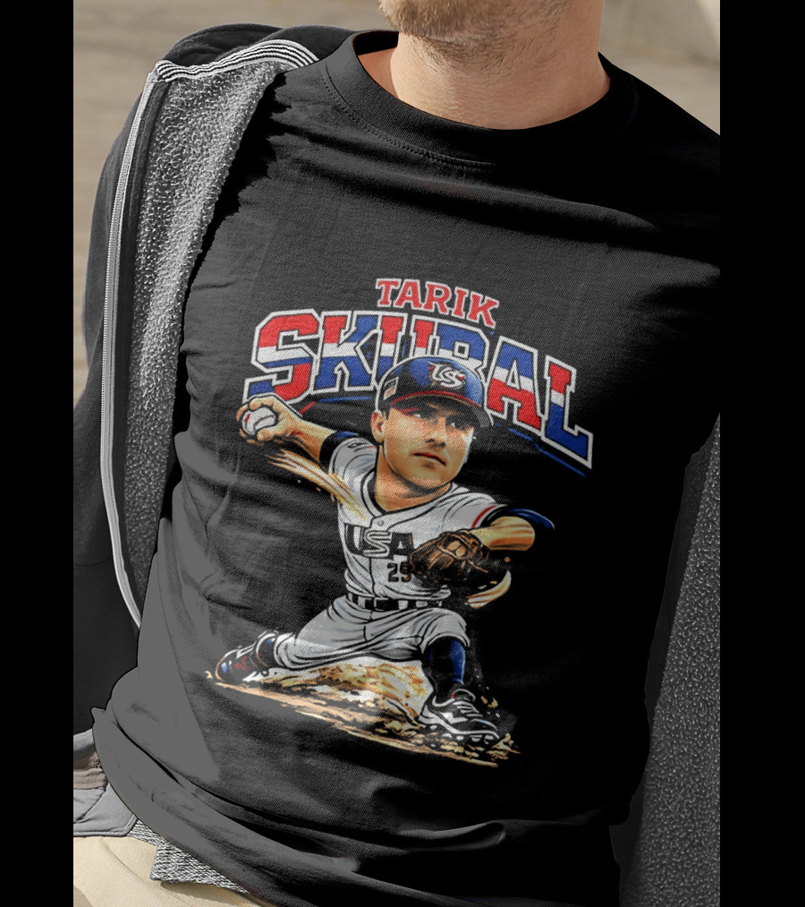 Tarik Skubal USA Baseball Classic Pitcher Caricature T-Shirt