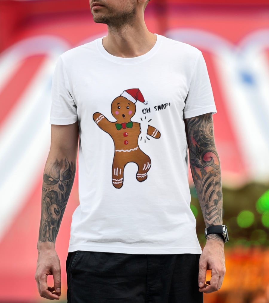 Gingerbread Man Oh Snap Broken Arm Christmas Humor T-Shirt