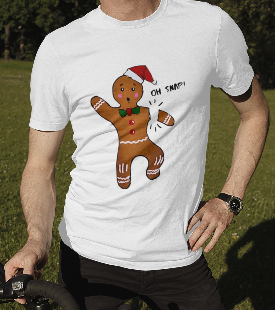 Gingerbread Man Oh Snap Broken Arm Christmas Humor T-Shirt