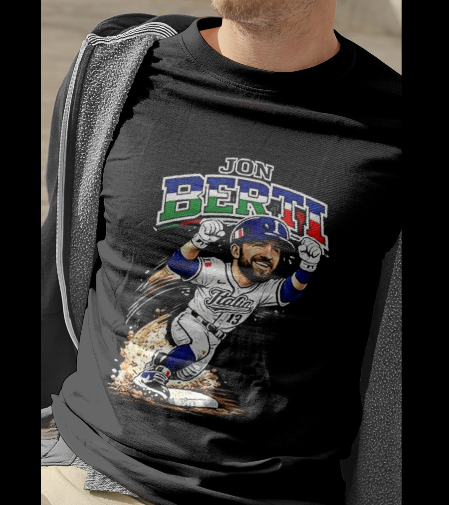 Jon Berti Italy Baseball Classic Caricature 13 T-Shirt