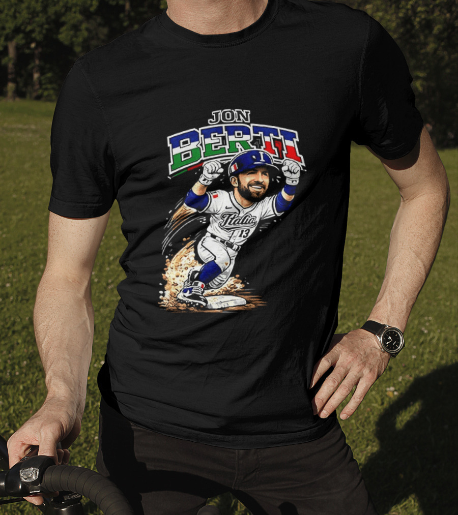 Jon Berti Italy Baseball Classic Caricature 13 T-Shirt