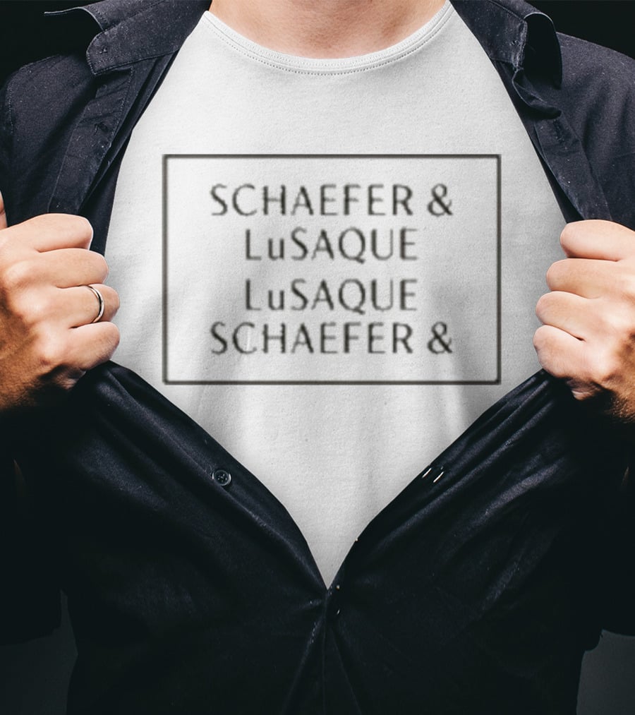 Schaefer & Lusaque Repeated Text Pattern HBO Hacks T-Shirt