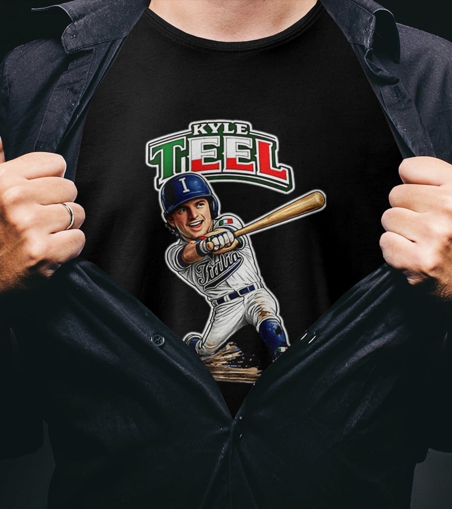 Kyle Teel Italy Baseball Classic Caricature Italy Flag Colors Batting Action T-Shirt