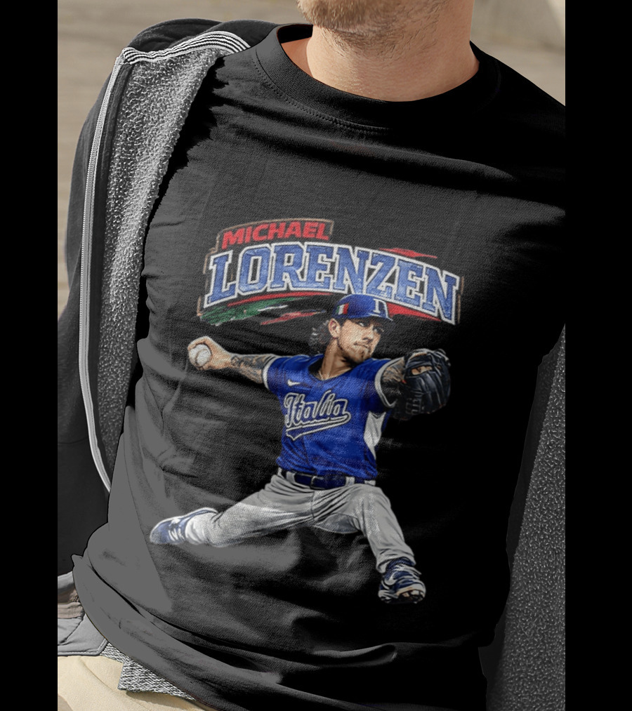 Michael Lorenzen Italy Baseball Classic Pitcher Caricature T-Shirt
