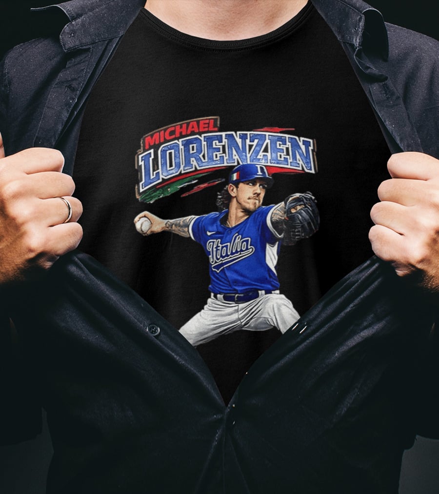 Michael Lorenzen Italy Baseball Classic Pitcher Caricature T-Shirt