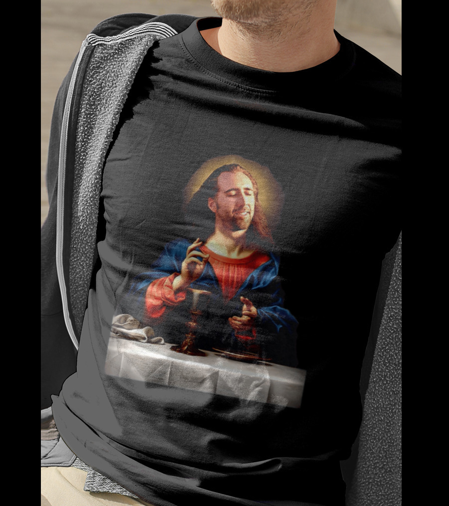 Nic Jesus Blessing The Bread And Wine Iconic Meme Mashup T-Shirt