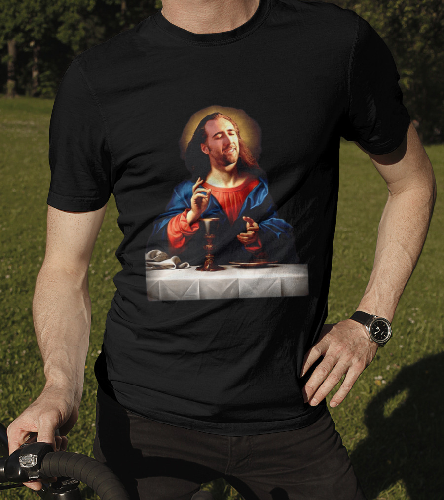 Nic Jesus Blessing The Bread And Wine Iconic Meme Mashup T-Shirt