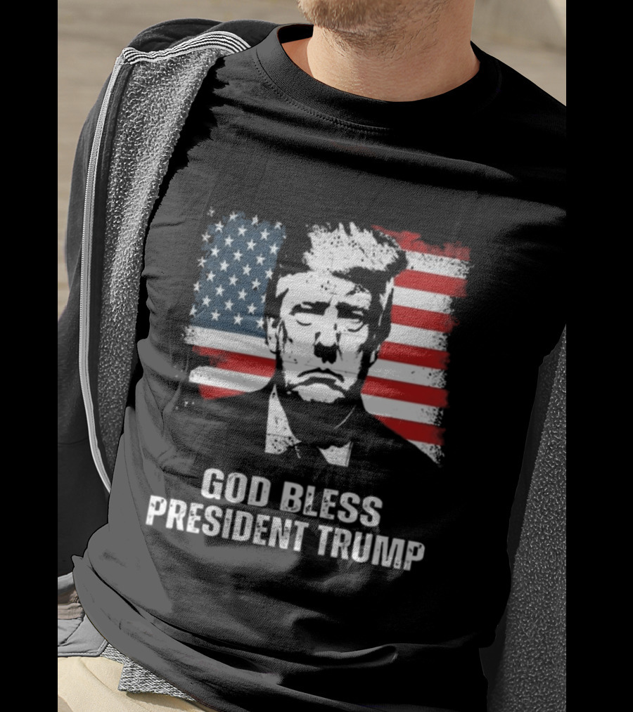 God Bless President Trump American Flag Iconic Style 2024 T-Shirt