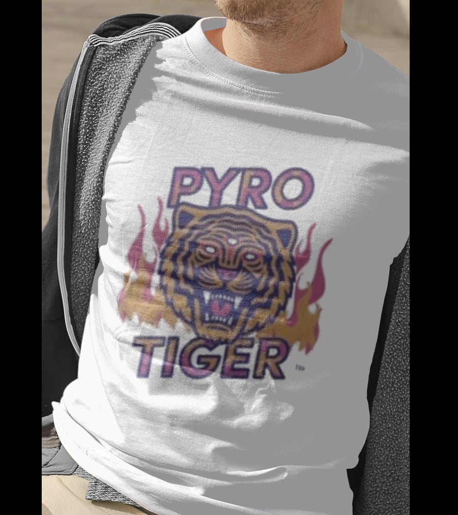 Pyro Tiger Flame Illustration With Fierce Tiger Head And Flaming Accents T-Shirt