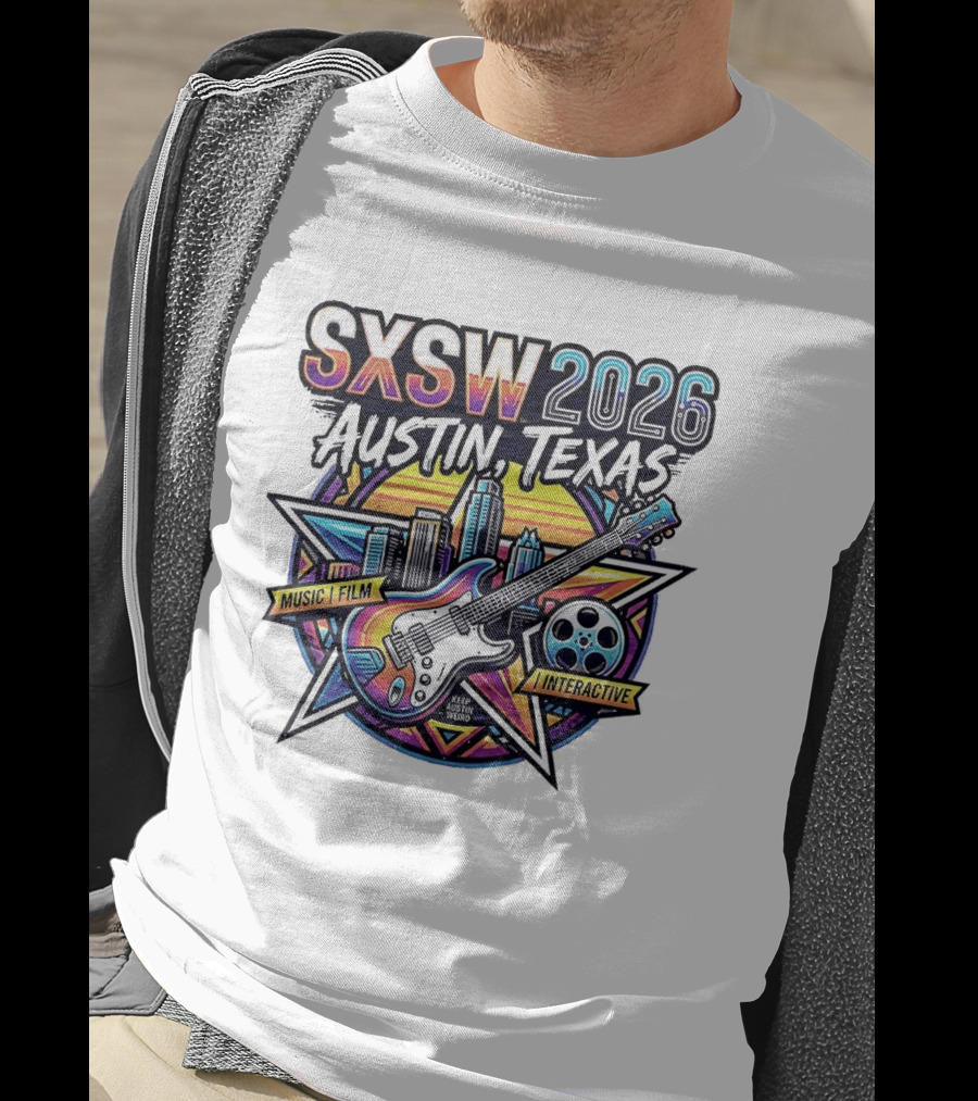 SXSW 2026 Austin Texas Music Film Interactive Guitar Skyline T-Shirt