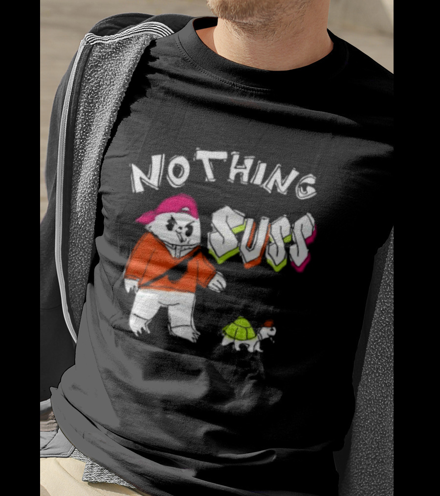 Nothing Suss Cat In Red With Turtle T-Shirt