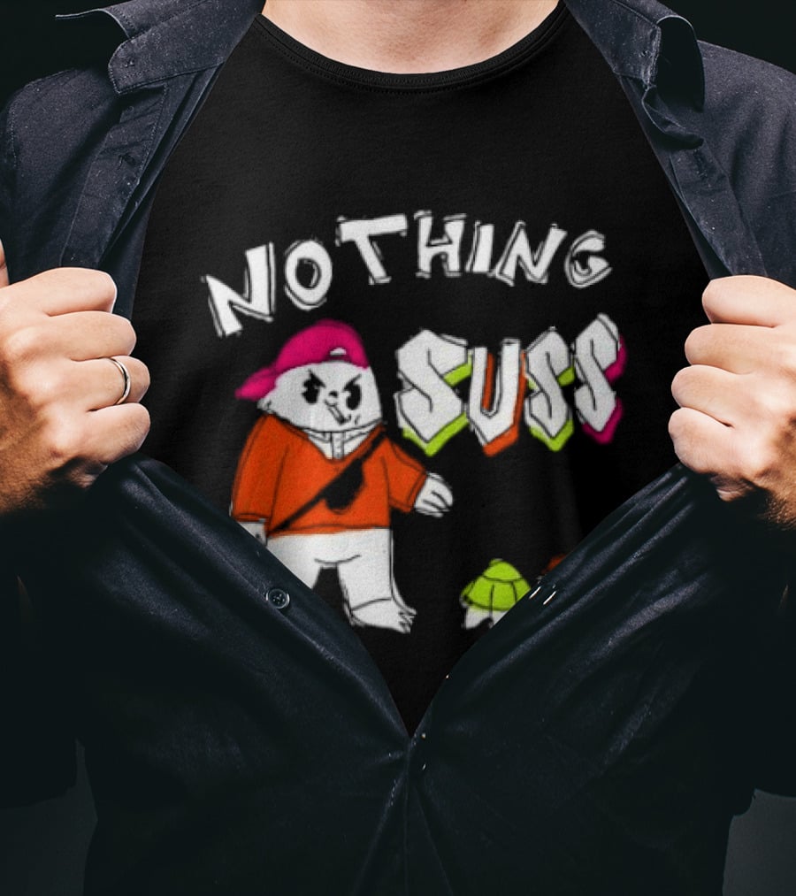 Nothing Suss Cat In Red With Turtle T-Shirt