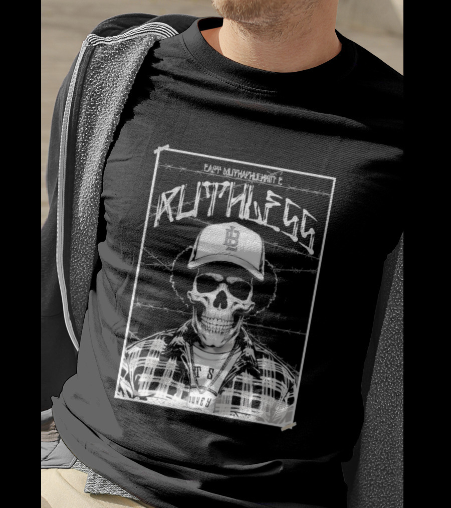 Eazy E Ruthless Skull In Cap And Barbed Wire T-Shirt