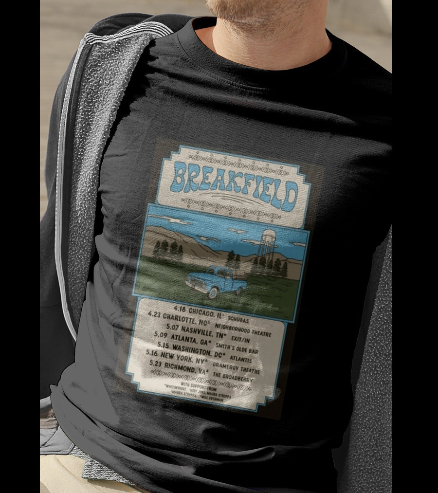 Breakfield 2026 Spring Tour Dates With Classic Truck And Scenic Landscape T-Shirt